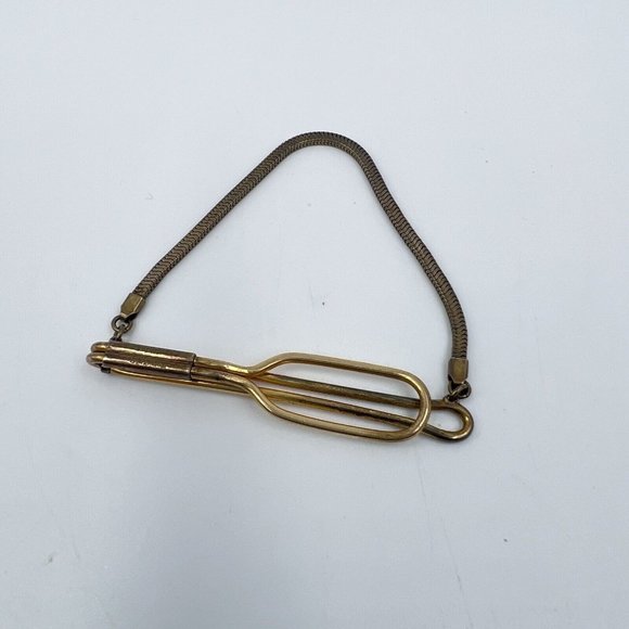 Vintage Forstner Tie Bar Tie Clasp With Chain Marked 12k Gold Filled Mens Gift - Picture 1 of 4
